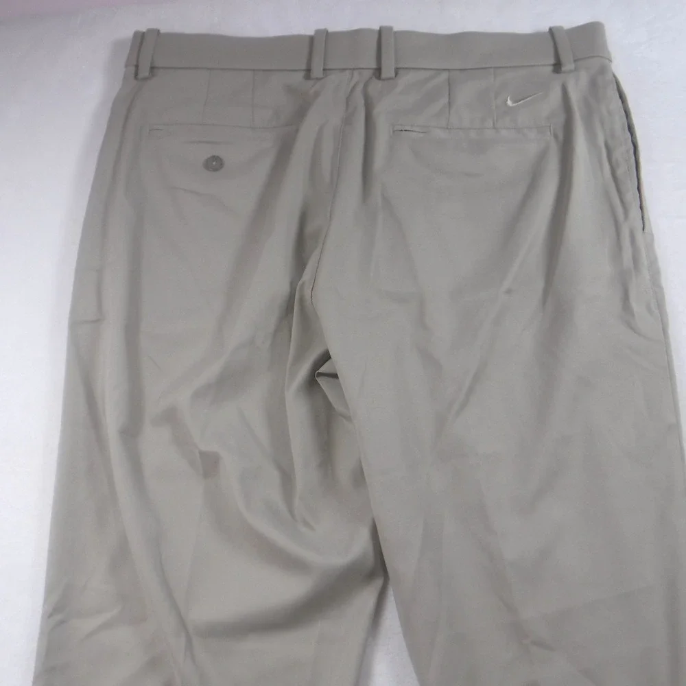 Nike Dri-FIT Mens‎ Golf Pants Khaki Tan Flat Front Stretch Trousers Size 36 x 35
